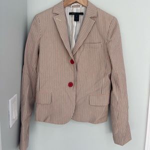 Marc Jacobs Blue, Red, and Cream Striped Button-Down Blazer Size 6